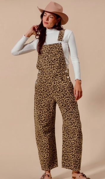 Leopard Barrel Overalls