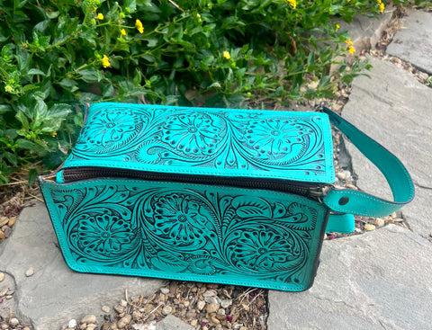 Turquoise Tooled Tote