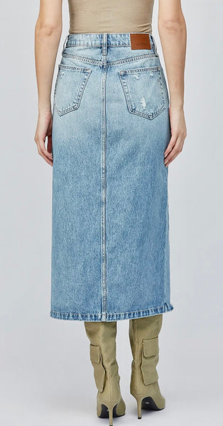 Distressed Denim Skirt
