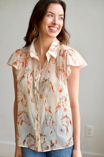 The Mustang Flutter Sleeve Top