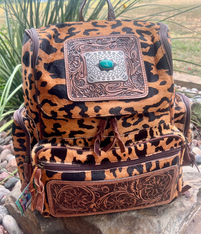 Turquoise Tooled Tote