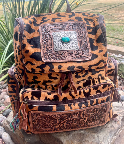 Clear Tooled Leather Backpack