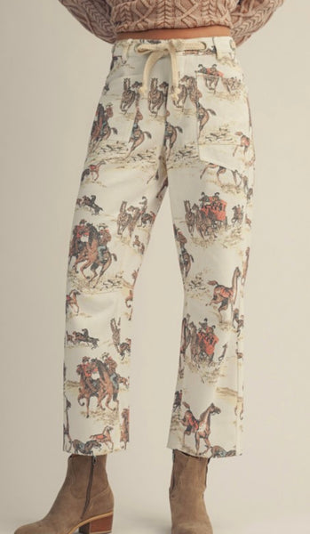 Western Print Crop Pants