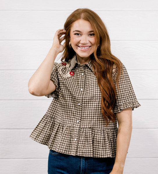 The Dixie Gingham Embroidery Top