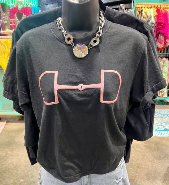 Black Bit Semi Crop Tee