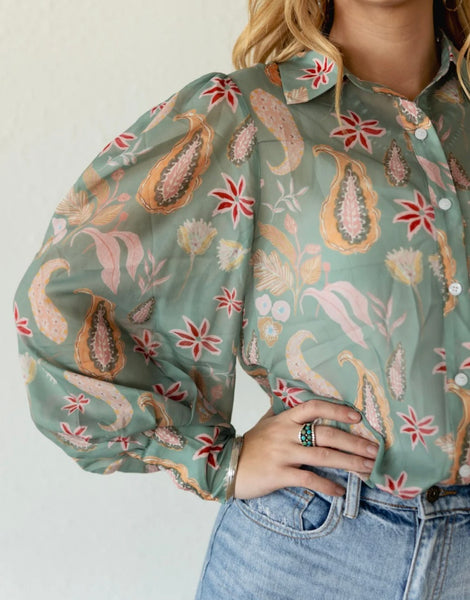 The Sage Paisley Blouse