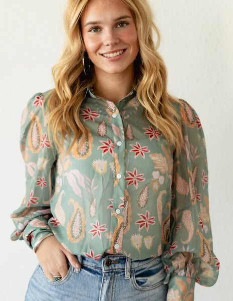 The Sage Paisley Blouse