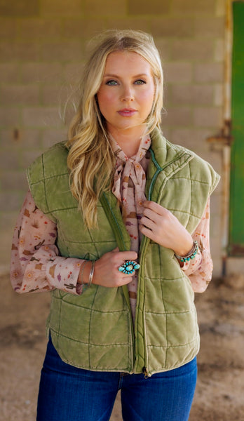 Olive Mineral Washed Vest