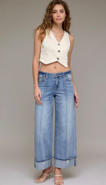 The Haley Wide Leg Cuff Jeans