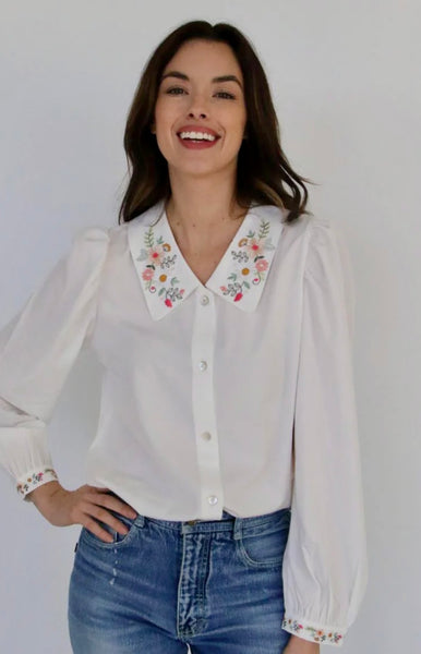 Embroidery Collar Blouse