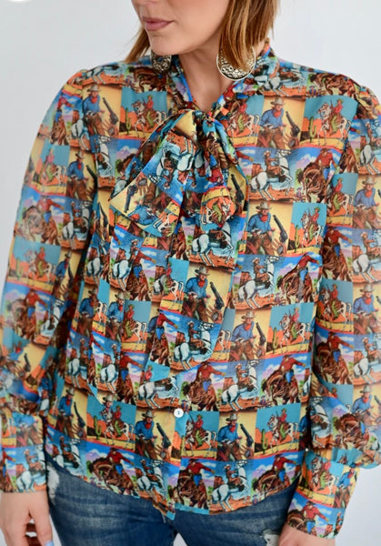 Vintage Cowboy Tie Shirt