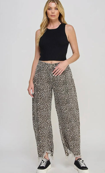 Best Fitting Leopard Barrel Jeans