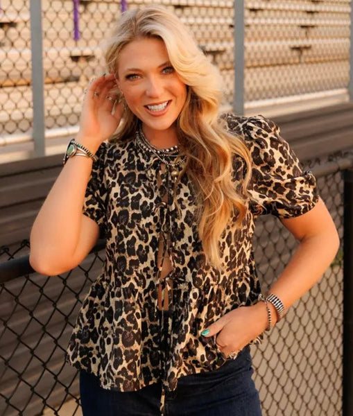Leopard Bow Tie Top