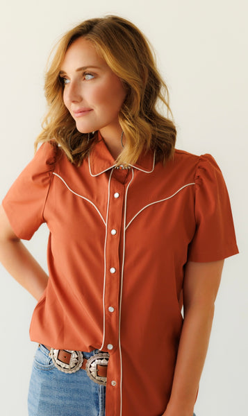 Rust Pearl Snap Shirt