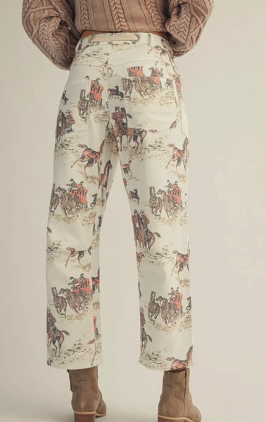 Western Print Crop Pants