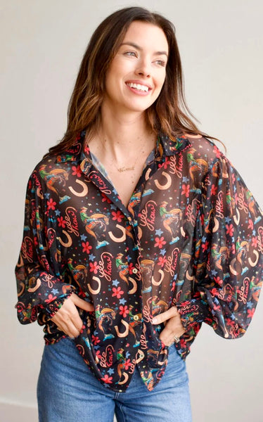 Yeehaw Balloon Sleeve Top