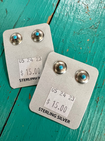 Sterling & Turquoise Concho Studs