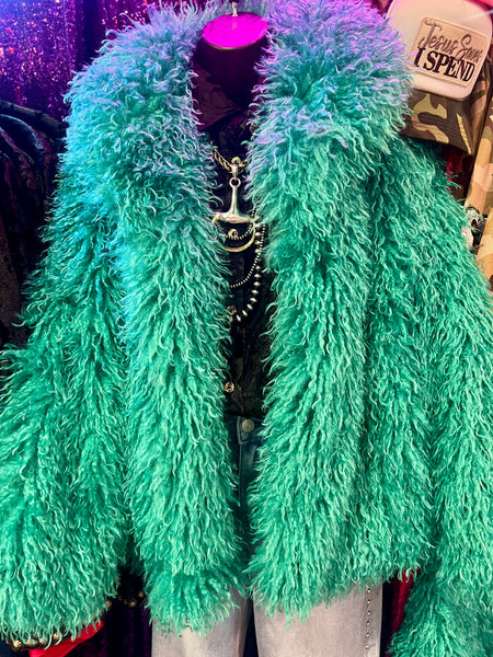 Turquoise Fur Jacket