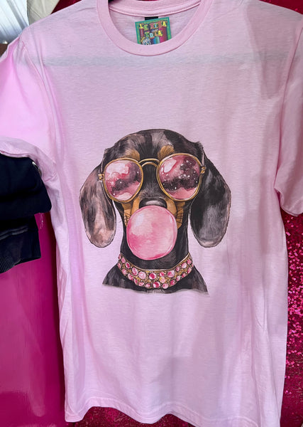 Bubble Gum Weinie Dog Tee