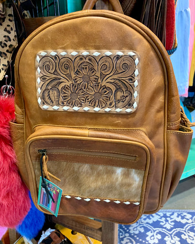 Clear Tooled Leather Backpack