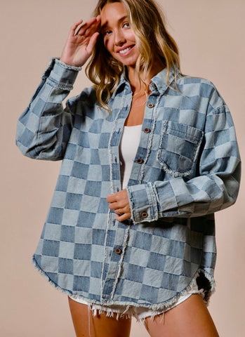 Patchwork Denim Shacket
