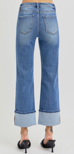 Risen Front Seam Cuffed Jeans