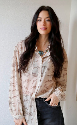 Cowboy Print Blouse