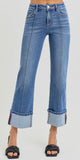 Risen Front Seam Cuffed Jeans