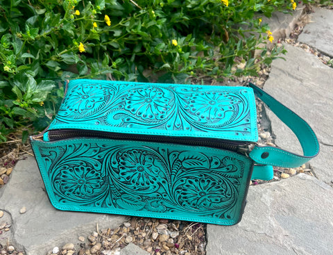 Turquoise Tooled Clutch