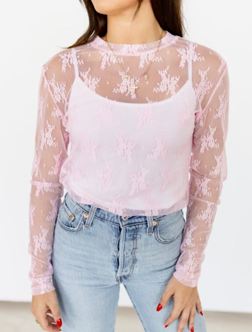 Baby Pink Lace Top