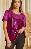 Fuschia Metallic Embroidery Top