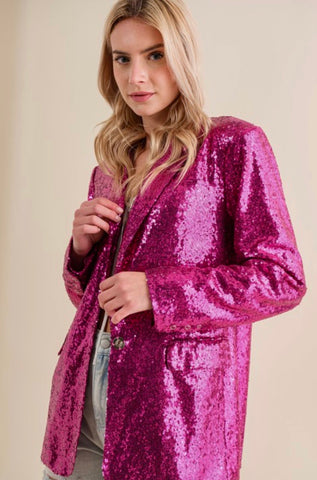 Hot Pink Sequin Blazer