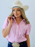 Pink Gingham Pearl Snap