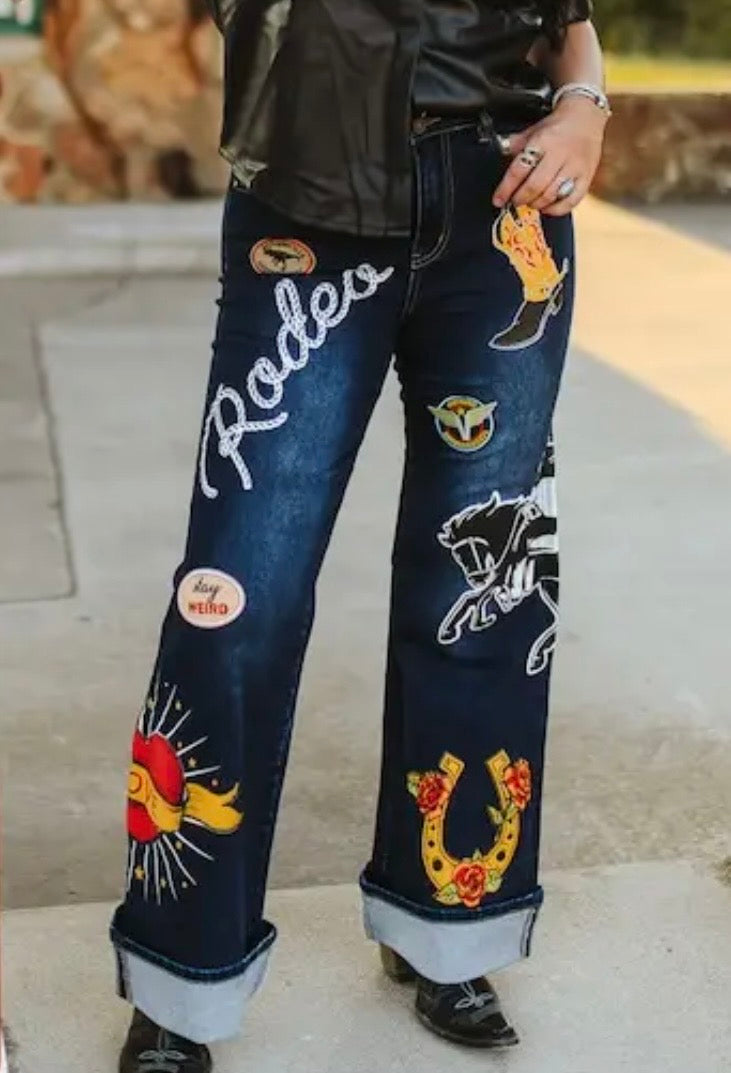 Patch Printed Rodeo Jeans