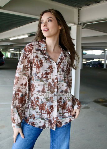 Cowboy Print Blouse