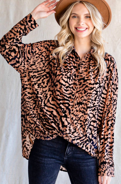 The Zarah Velvet Leopard Top