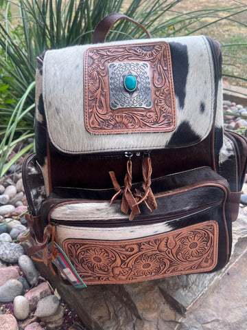 Clear Tooled Leather Backpack