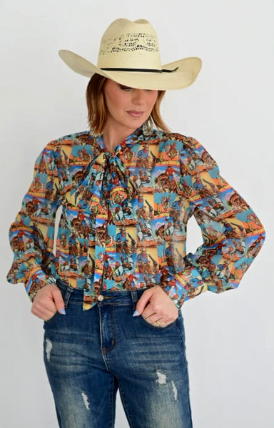 Vintage Cowboy Tie Shirt