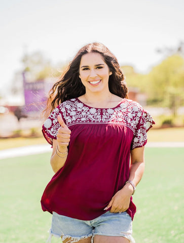 The Aggieland Embroidery Top
