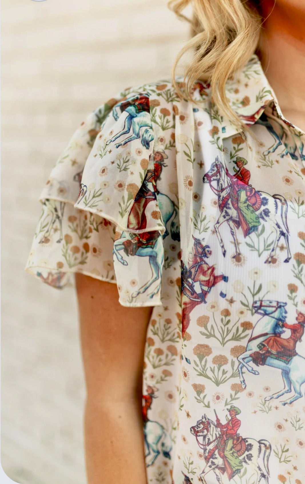 Floral Cowgirl Flutter Sleeve Top