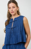Denim Pin Tuck Top