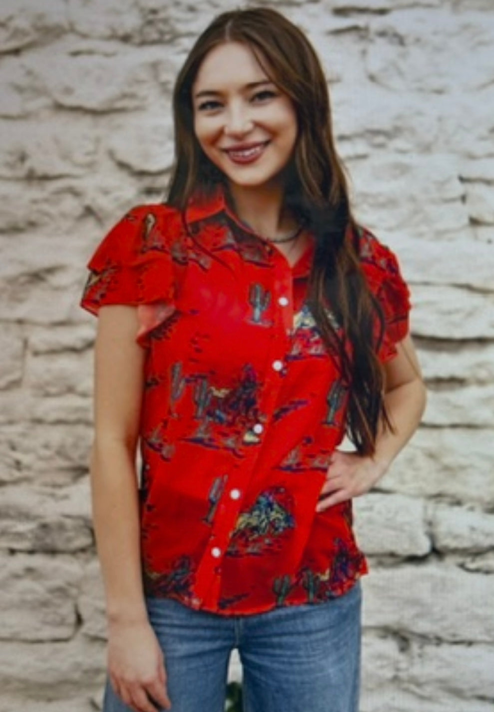 Cowboy Flutter Sleeve Top