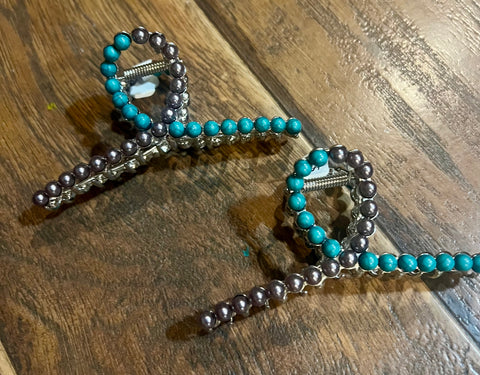 Navajo Pearl & Turquoise Claw Clip