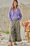 Camo Denim Ruffle Hem Pants