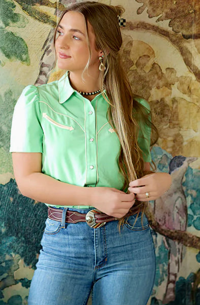 Mint Pearl Snap Shirt