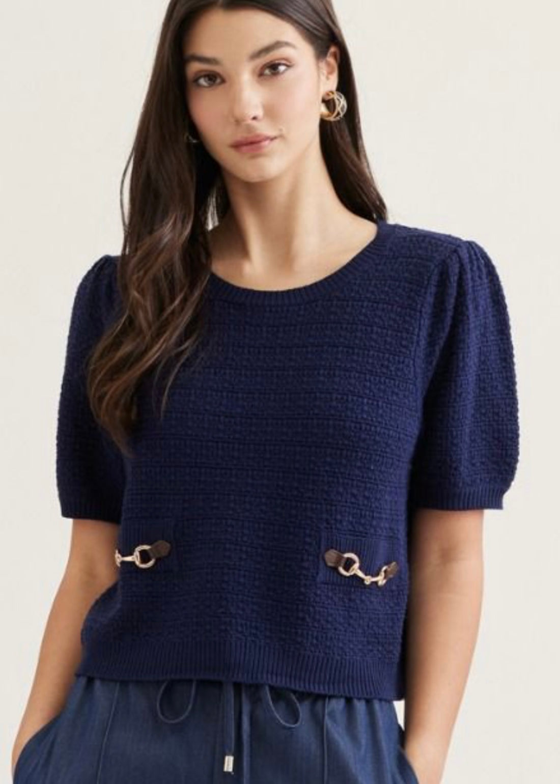 Navy Horse Bit Sweater