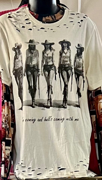 Hell’s Coming Distressed Tee