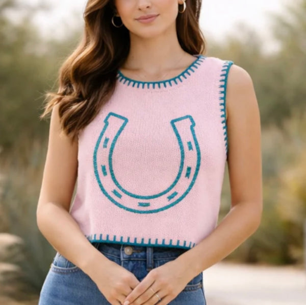Pink Horseshoe Sweater Tank
