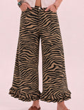 Zebra Ruffle Hem Pants
