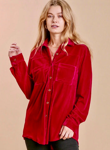 The Holiday Red Velvet Top